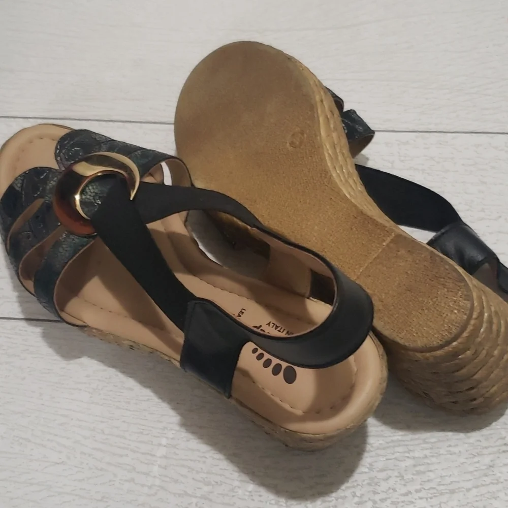 Spring Steps 38 sling back open toe wedges espadrilles